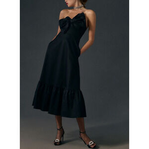 Hutch Bow-Tie Black Cotton Maxi Dress Size 0
